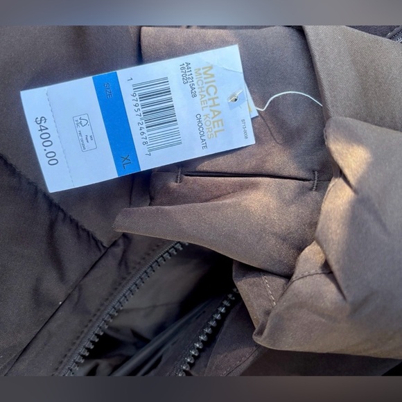 Michael Kors ❄️💅🏻 Chocolate Maxi Long Fur Winter Puffer Coat MK Jacket NWT $400 - Picture 6 of 16